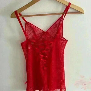 Victoria's Secret Lace-Up lace Teddy in Lipstick Red